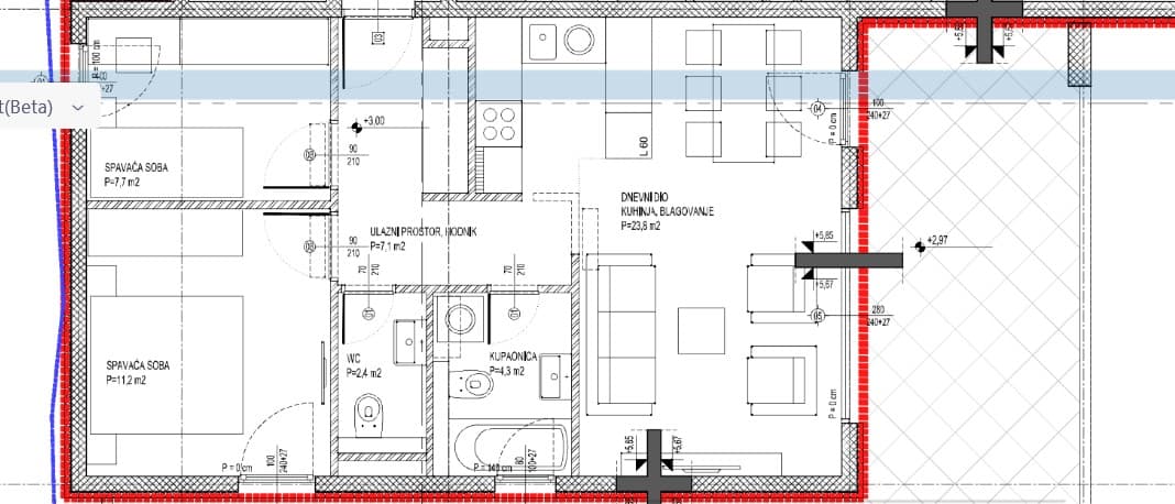 DVOSOBAN STAN S GARAŽNIM MJESTOM, NOVOGRADNJA - BAČVICE